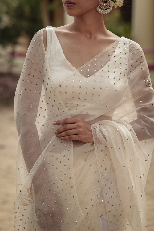 Urviya Chikankari Pure Organza Saree - Pitta Work