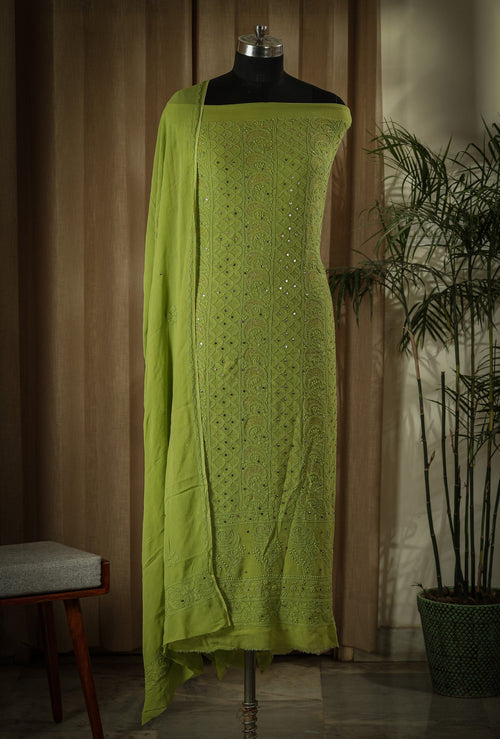 Urviya Unstiched Chikankari Georgette Suit Piece with Mukaish