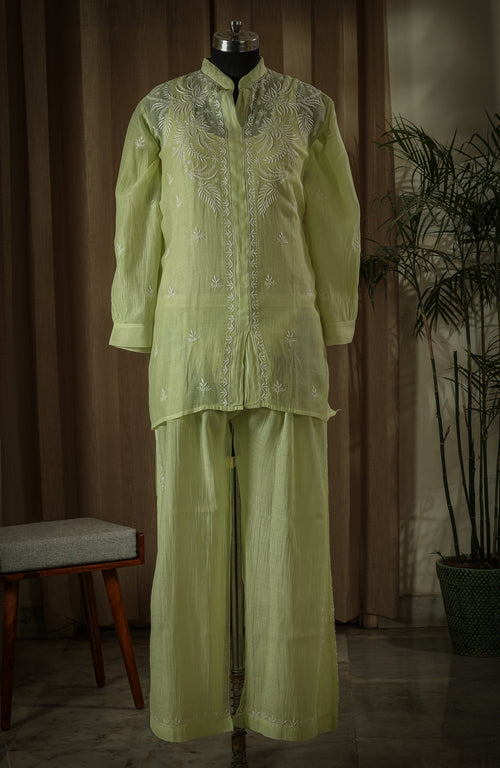 Urviya Semi Stiched Chikankari Cotton Co-ord Set