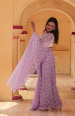 Urviya Chikankari Viscose Georgette Saree with Tepchi Work Purple