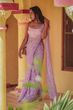 Urviya Chikankari Viscose Georgette Saree with Tepchi Work Purple