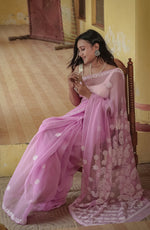 Urviya Chikankari Viscose Georgette Saree with Palla Booti Purple