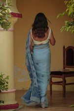 Urviya Chikankari Viscose Georgette Tone on Tone Saree Light Blue