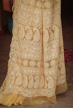 Urviya Chikankari Viscose Georgette Saree - Full Jaal Work Yellow