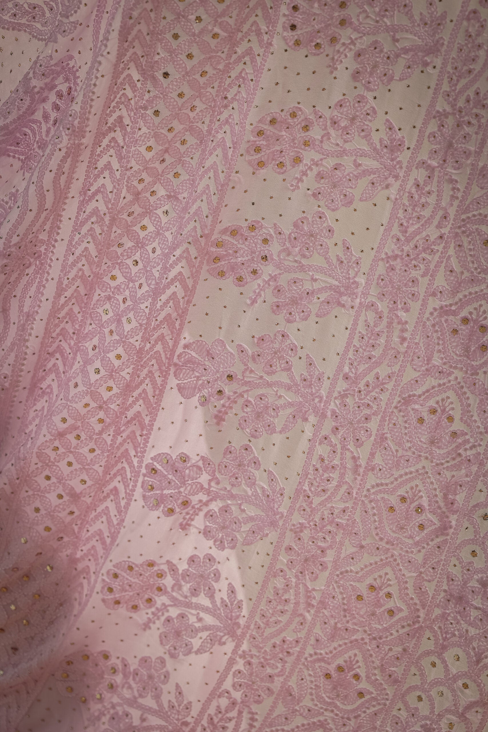 Urviya Chikankari Georgette Tone on Tone Saree with Mukaish Work Pink