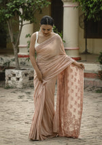 Urviya Chikankari Georgette Tone on Tone Saree With Cutdana and Pearl Work Bronze