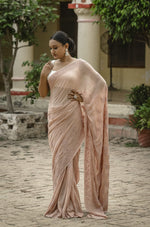 Urviya Chikankari Georgette Tone on Tone Saree With Cutdana and Pearl Work Bronze