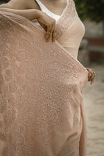 Urviya Chikankari Georgette Tone on Tone Saree With Cutdana and Pearl Work Bronze