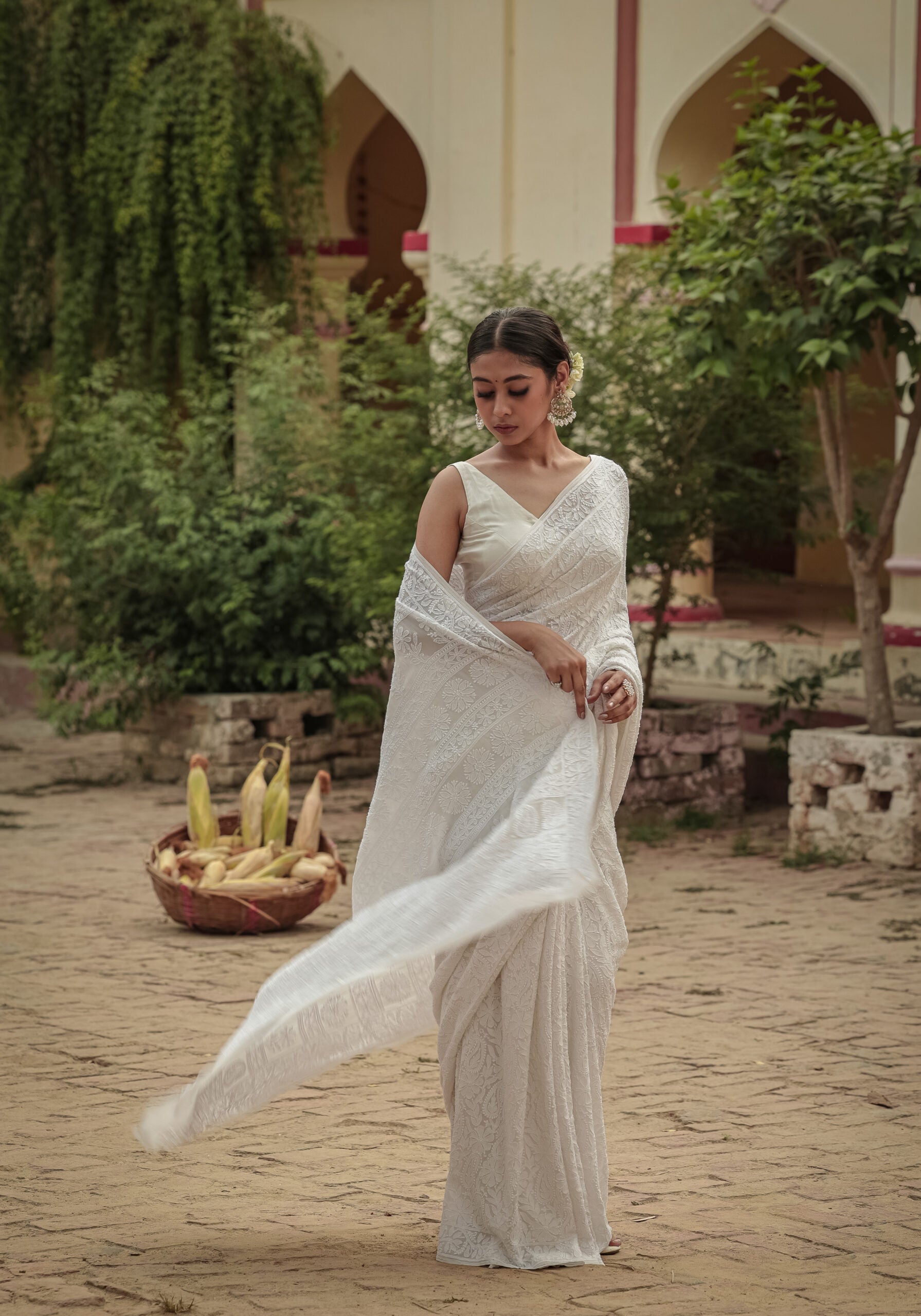 Urviya Chikankari Georgette Saree with Full Jaal