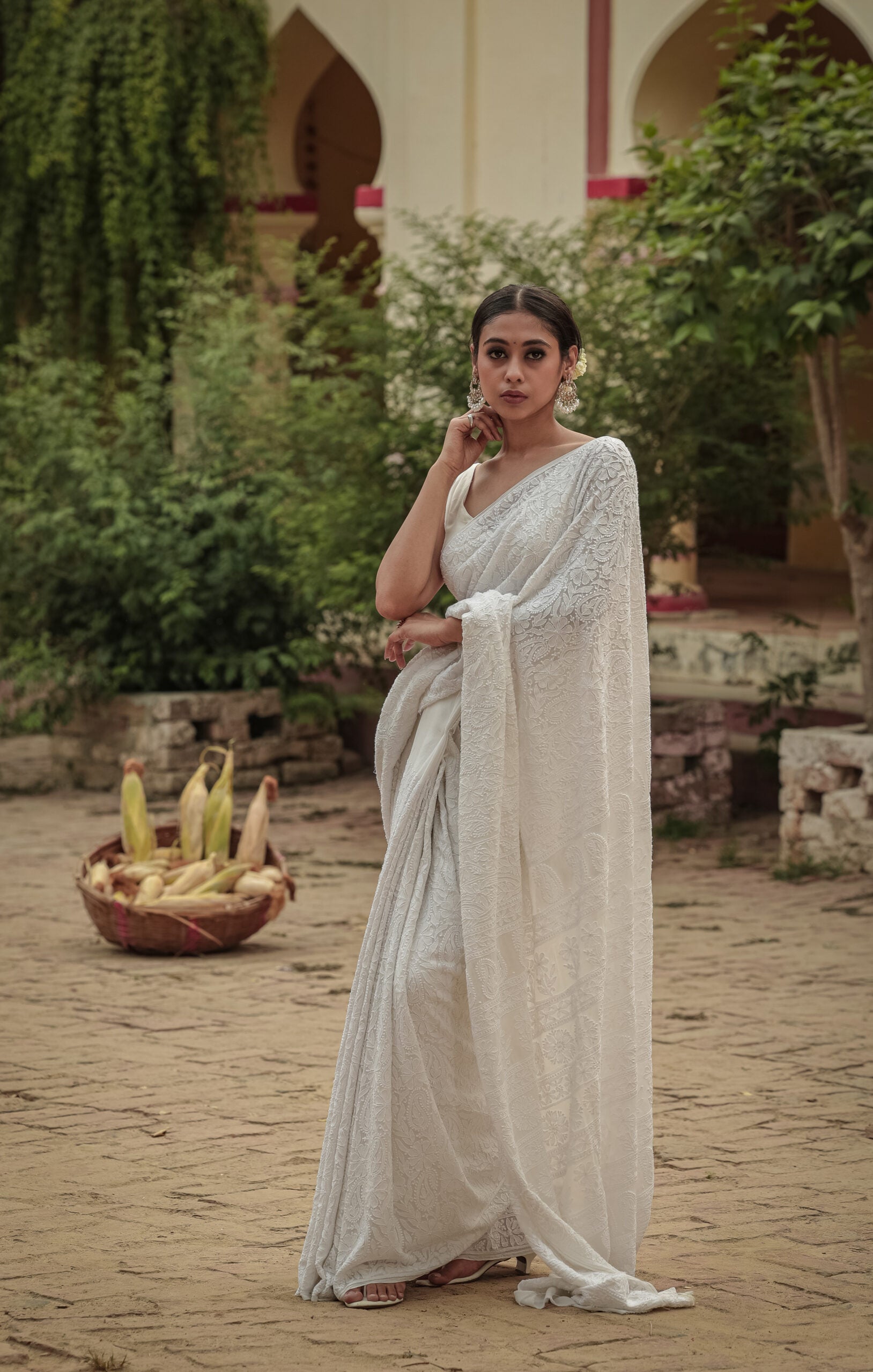 Urviya Chikankari Georgette Saree with Full Jaal