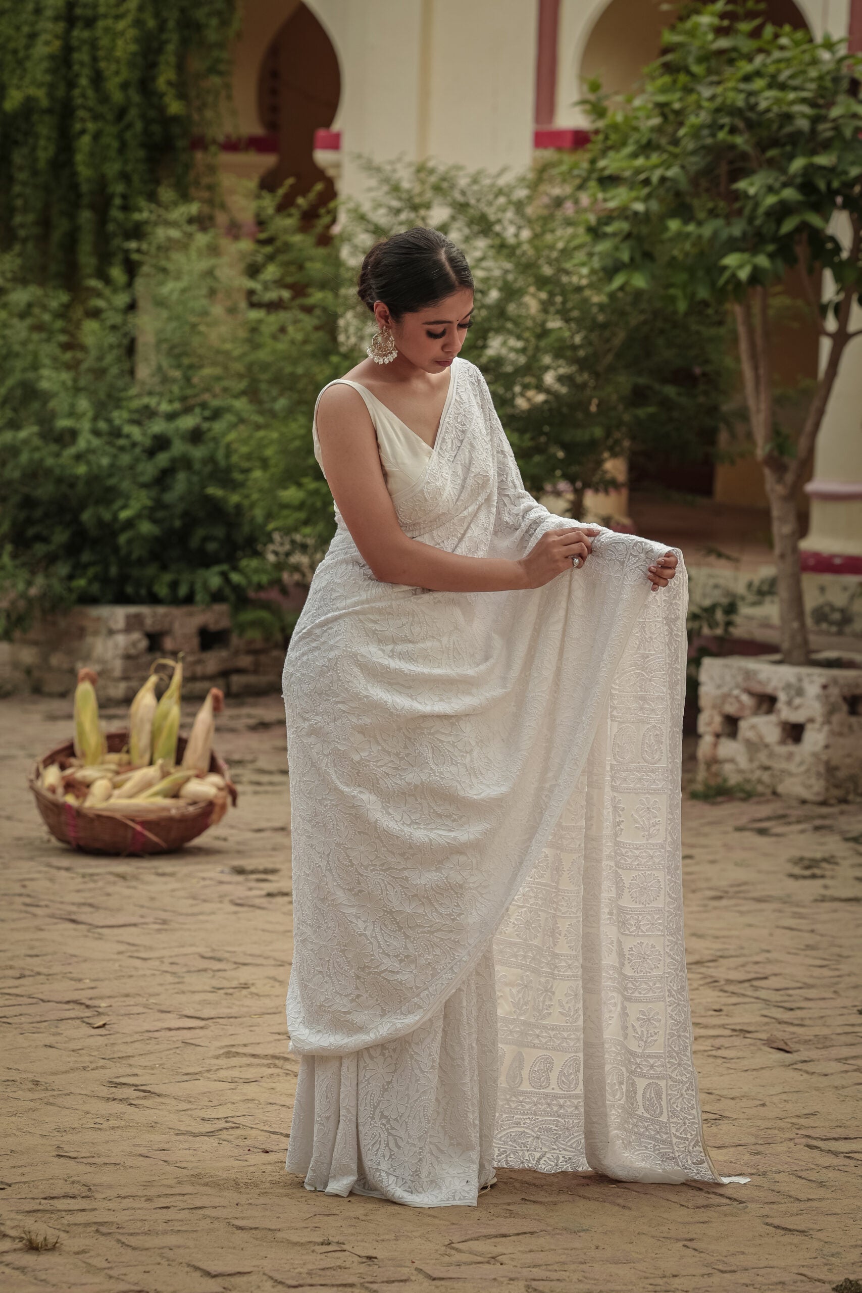 Urviya Chikankari Georgette Saree with Full Jaal