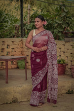 Urviya Chikankari Viscose Georgette Saree with Skirt Border Purple
