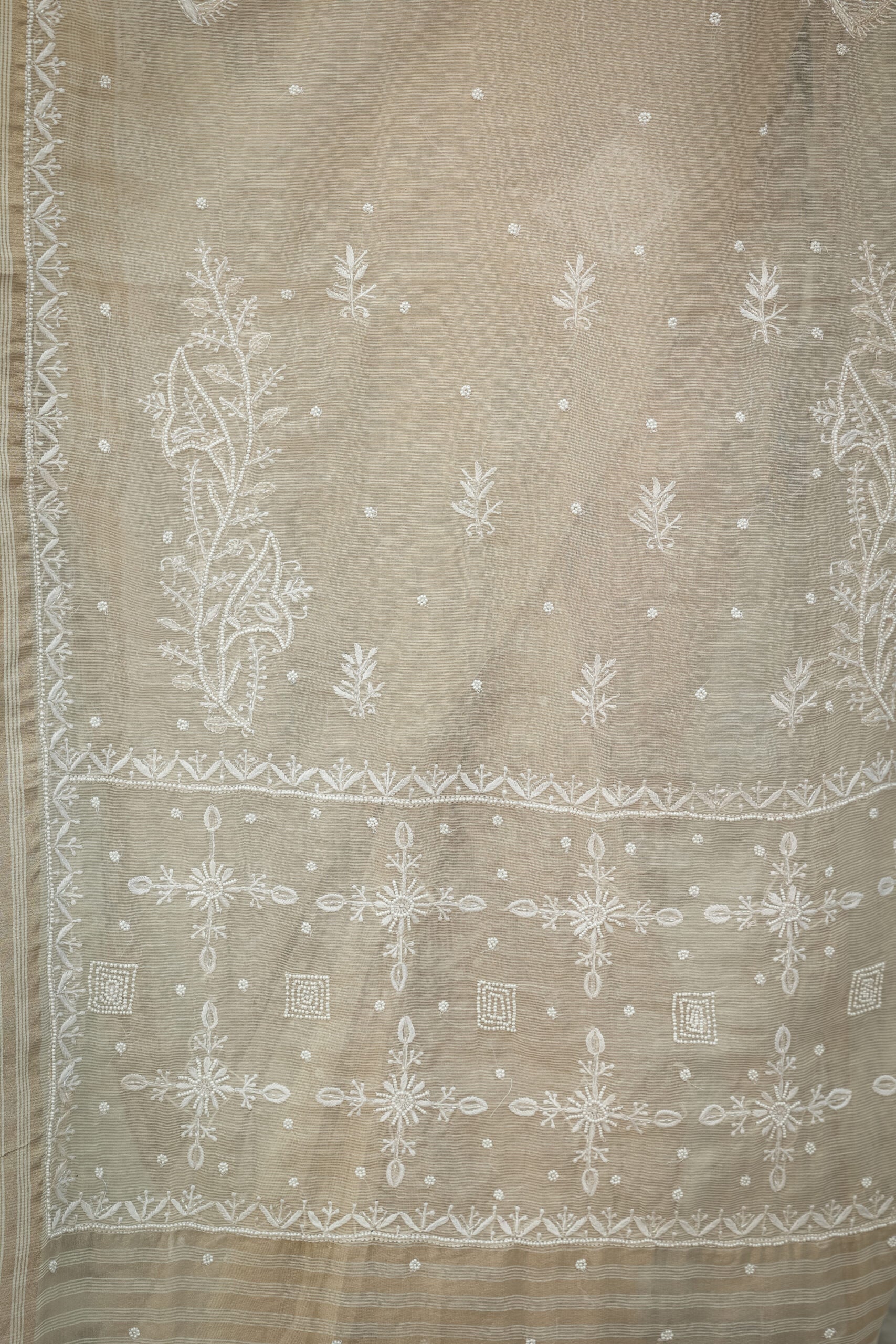 Urviya Chikankari Pure Tissue Saree - Pearl And Cutdana Work