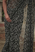Urviya Chikankari Viscose Georgette Saree with Tepchi Work Black