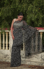 Urviya Chikankari Viscose Georgette Saree with Tepchi Work Black
