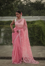 Urviya Chikankari Viscose Georgette Saree with Palla Booti Pink