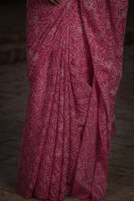 Urviya Chikankari Kota Doria Saree - Tepchi Work Pink