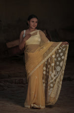 Urviya Chikankari Viscose Georgette Saree with Palla Booti Yellow