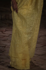 Urviya Chikankari Kota Doria Saree - Tepchi Work Yellow
