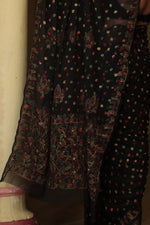 Urviya Chikankari Viscose Georgette Saree with Keel Jaal Work Black