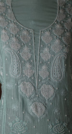 Urviya Unstiched Chikankari Mul Chanderi Suit Piece With Cutdana and Pearl Work