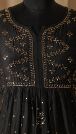 Urviya Semi Stiched Chikankari Muslin Gown with Mukaish Work