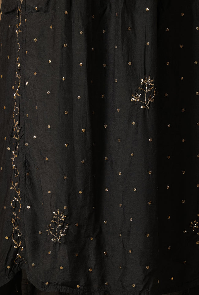 Urviya Semi Stiched Chikankari Muslin Gown with Mukaish Work