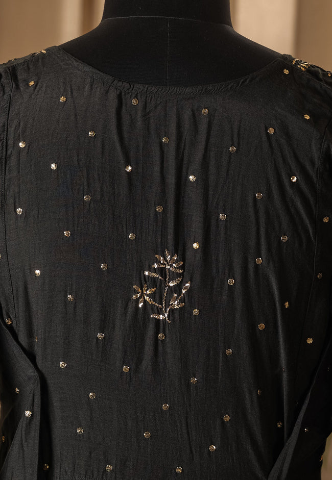 Urviya Semi Stiched Chikankari Muslin Gown with Mukaish Work