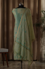 Urviya Unstiched Chikankari Mul Chanderi Suit - Gala Boota