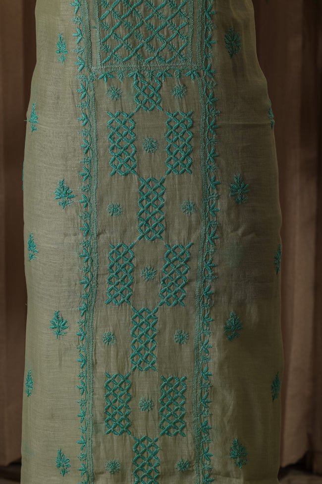 Urviya Unstiched Chikankari Mul Chanderi Suit - Gala Boota