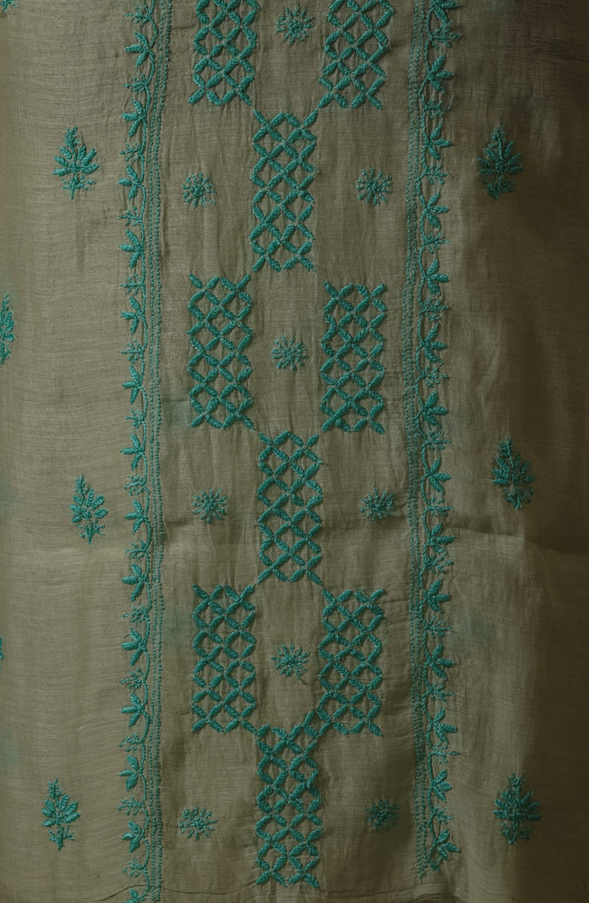 Urviya Unstiched Chikankari Mul Chanderi Suit - Gala Boota