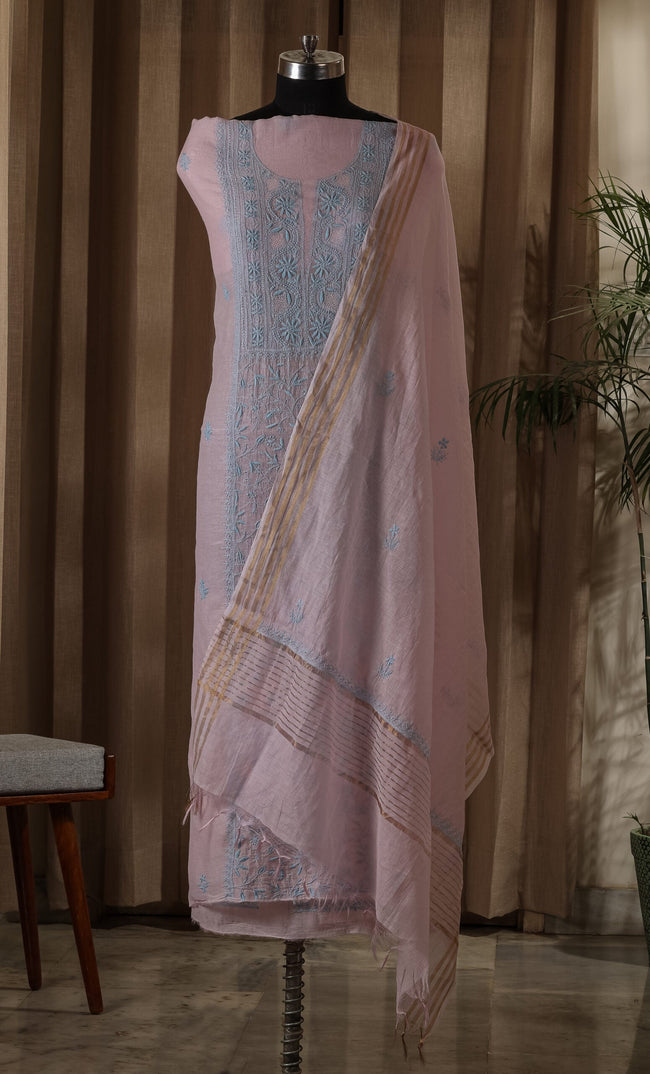 Urviya Unstiched Chikankari Mul Chanderi Suit - Gala Boota