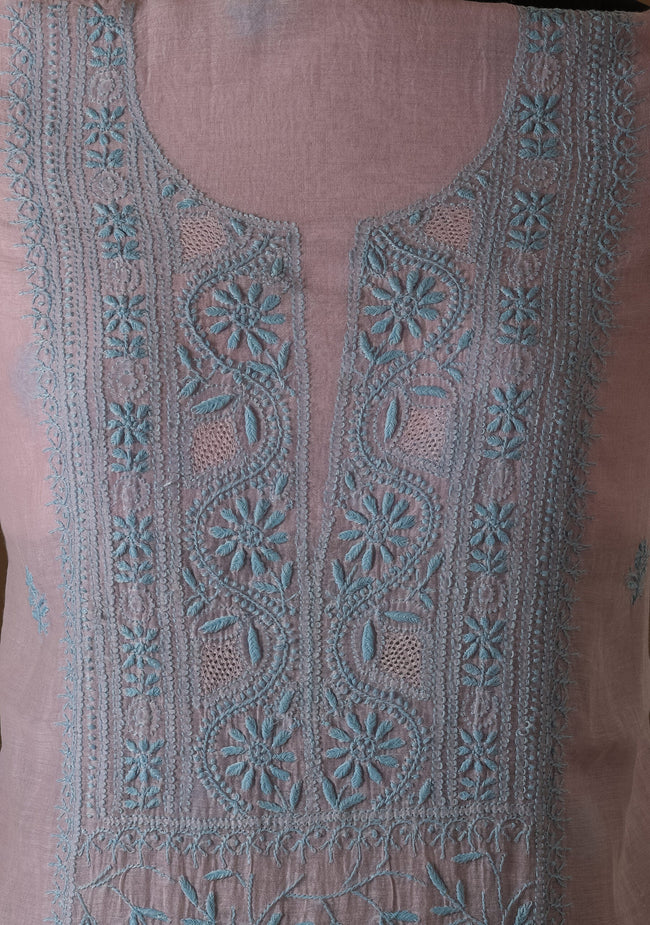 Urviya Unstiched Chikankari Mul Chanderi Suit - Gala Boota