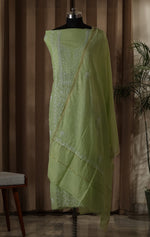 Urviya Unstiched Chikankari Mul Chanderi Suit With Mukaish Work