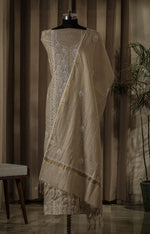 Urviya Chikankari Unstiched Semi Tissue Suit - Cutdana & Moti Work - Pattern 1