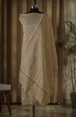 Urviya Chikankari Unstiched Semi Tissue Suit - Cutdana & Moti Work - Pattern 2