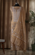 Urviya Chikankari Unstiched Semi Tissue Suit - Cutdana & Moti Work - Pattern 3