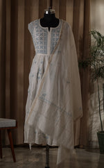 Urviya Semi Stiched Chikankari Suit Mul Chanderi - Gown