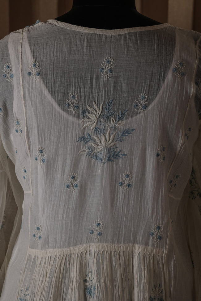 Urviya Semi Stiched Chikankari Suit Mul Chanderi - Gown