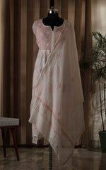 Urviya Semi Stiched Chikankari Suit Mul Chanderi - Gown