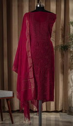Urviya Unstiched Chikankari Chanderi Suit With Mukaish Work