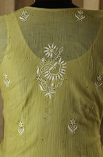 Urviya Semi Stiched Chikankari Maheshwari Cotton Suit - Mukaish Work
