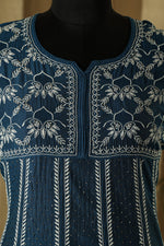 Urviya Semi Stiched Chikankari Mul Chanderi Anarkali with Mukaish Work