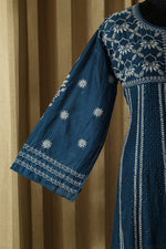 Urviya Semi Stiched Chikankari Mul Chanderi Anarkali with Mukaish Work