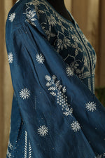 Urviya Semi Stiched Chikankari Mul Chanderi Anarkali with Mukaish Work