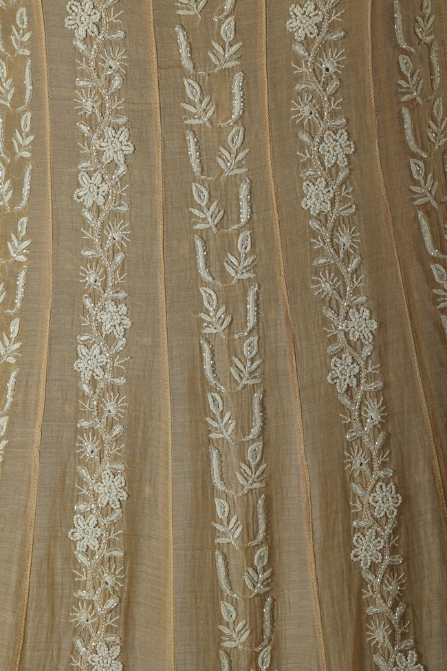 Urviya Unstiched Chikankari Mul Chanderi Anarkali with Cutdana and Pearl Work