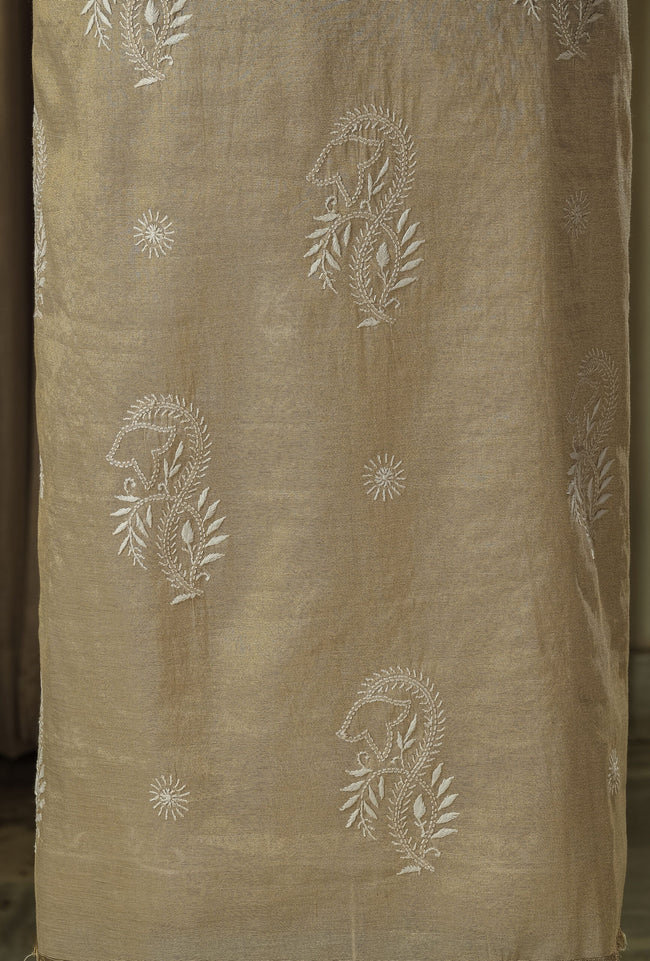 Urviya Unstiched Chikankari Semi Tissue Suit Piece - Pattern 1