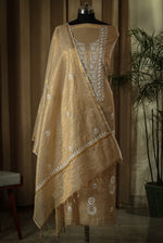Urviya Unstiched Chikankari Semi Tissue Suit Piece - Pattern 2