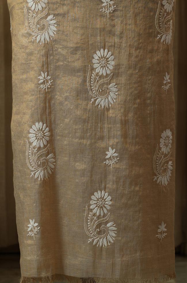 Urviya Unstiched Chikankari Semi Tissue Suit Piece - Pattern 2