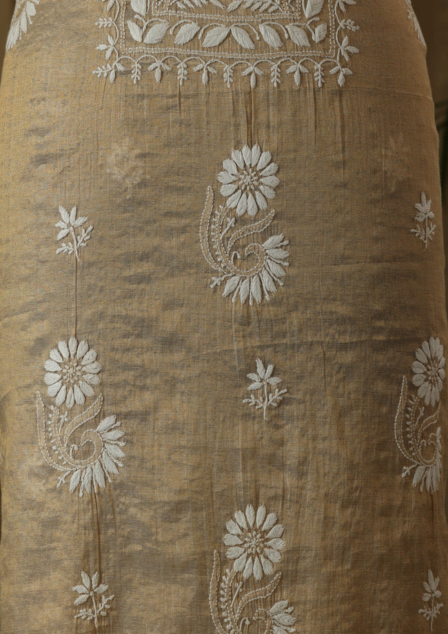 Urviya Unstiched Chikankari Semi Tissue Suit Piece - Pattern 2